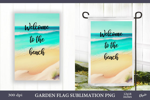 Welcome to the Beach PNG. Summer Garden Flag PNG. Beach PNG Sublimation Olga Terlyanskaya 