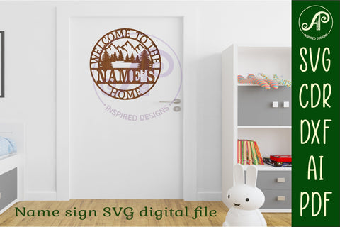 Welcome to the family home mountains name wall art sign, SVG SVG APInspireddesigns 