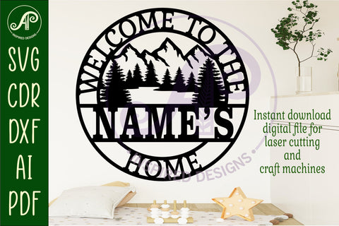 Welcome to the family home mountains name wall art sign, SVG SVG APInspireddesigns 