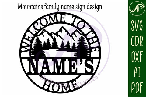 Welcome to the family home mountains name wall art sign, SVG SVG APInspireddesigns 