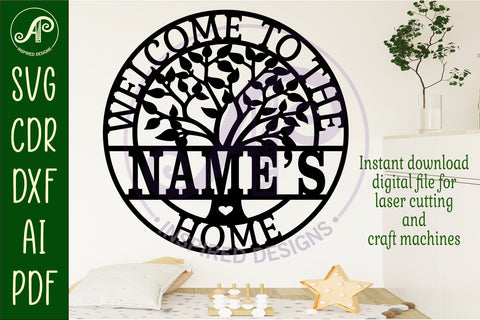 Welcome to the family home tree name wall art sign, SVG SVG APInspireddesigns 
