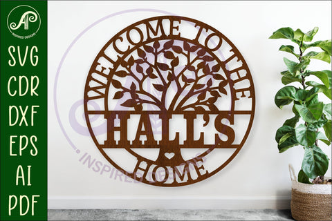 Welcome to the family home tree name wall art sign, SVG SVG APInspireddesigns 