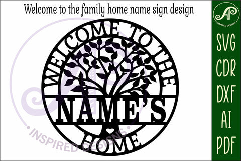 Welcome to the family home tree name wall art sign, SVG SVG APInspireddesigns 