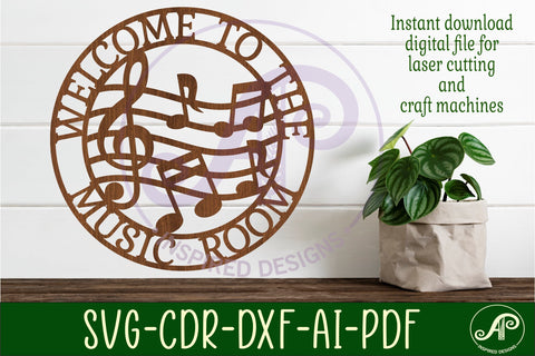 Welcome to the music room sign, SVG file. vector file SVG APInspireddesigns 