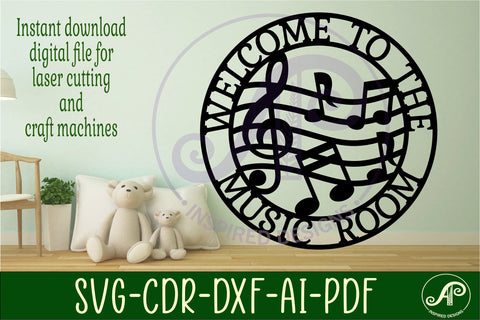 Welcome to the music room sign, SVG file. vector file SVG APInspireddesigns 