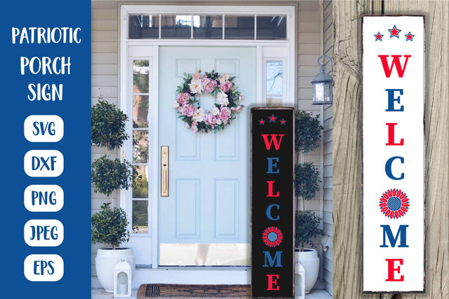 Welcome vertical sign. Patriotic Porch Sign SVG. 4th of July SVG LaBelezoka 