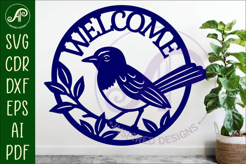 Welcome Willie Wagtail wall sign, SVG file. vector sign SVG APInspireddesigns 