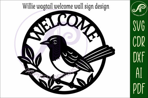 Welcome Willie Wagtail wall sign, SVG file. vector sign SVG APInspireddesigns 