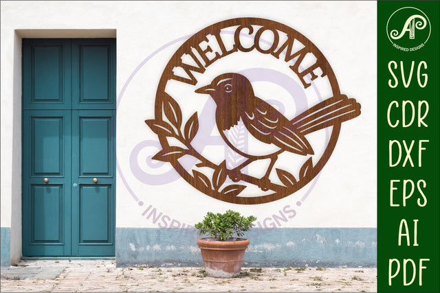 Welcome Willie Wagtail wall sign, SVG file. vector sign SVG APInspireddesigns 