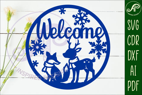 Welcome winter animal wall sign svg laser cut file SVG APInspireddesigns 