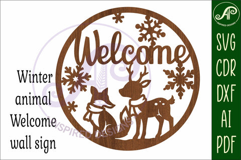 Welcome winter animal wall sign svg laser cut file SVG APInspireddesigns 