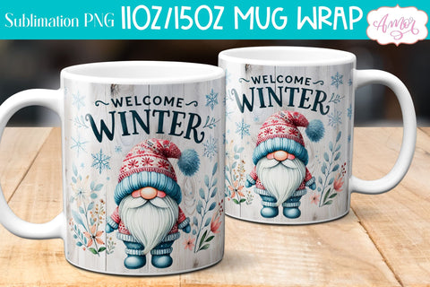Welcome winter Mug Wrap PNG for Sublimation | cute gnome png Sublimation Amorclipart 