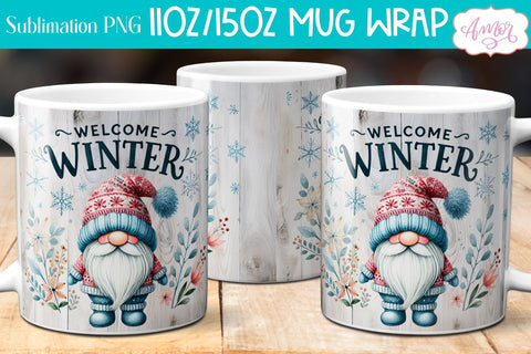 Welcome winter Mug Wrap PNG for Sublimation | cute gnome png Sublimation Amorclipart 