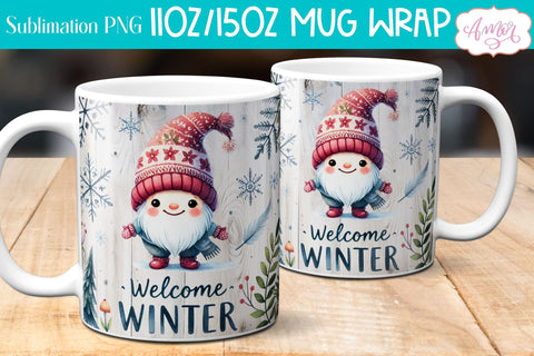 Welcome winter Mug Wrap PNG for Sublimation | cute gnome png Sublimation Amorclipart 