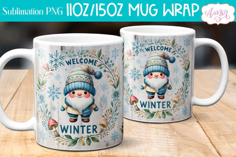 Welcome winter Mug Wrap PNG for Sublimation | cute gnome png Sublimation Amorclipart 