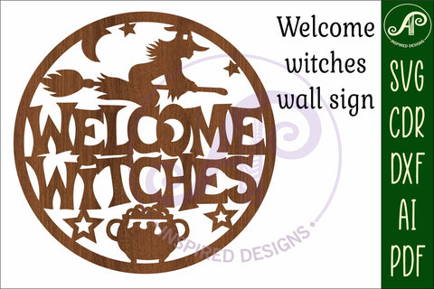 Welcome witches halloween sign svg laser cut file SVG APInspireddesigns 