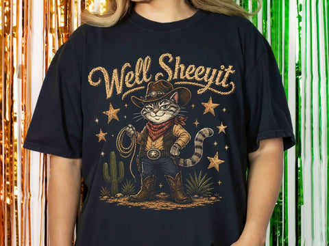 Well Sheeyit Cowboy Cat Clipart PNG SVG artprintfile 