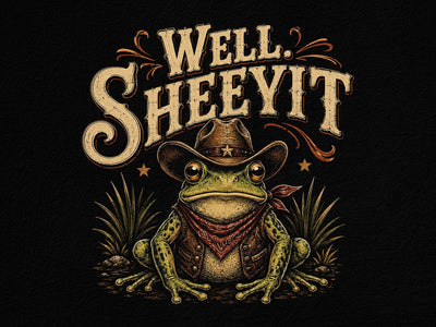 Well Sheeyit Cowboy Frog Vintage PNG SVG artprintfile 