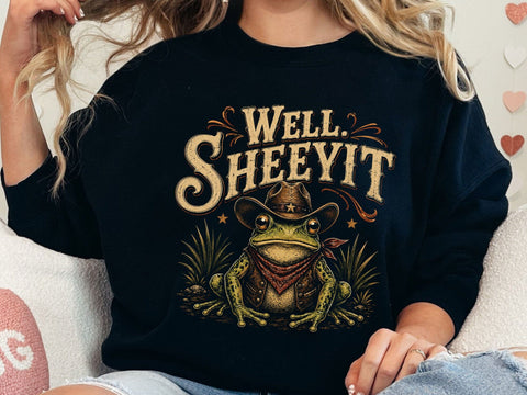 Well Sheeyit Cowboy Frog Vintage PNG SVG artprintfile 