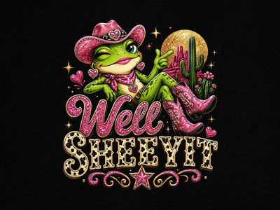 Well Sheeyit Pink Cowgirl Frog PNG SVG artprintfile 