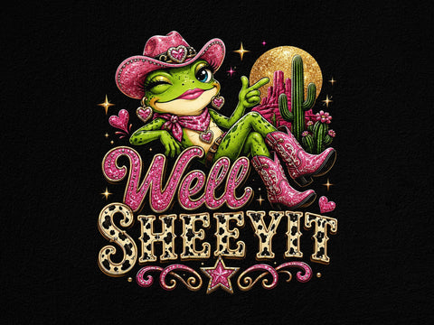 Well Sheeyit Pink Cowgirl Frog PNG SVG artprintfile 
