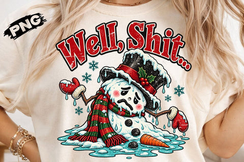 Well Shit Melting Snowman Christmas PNG SVG DesignDestine 
