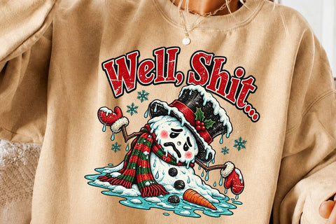 Well Shit Melting Snowman Christmas PNG SVG DesignDestine 