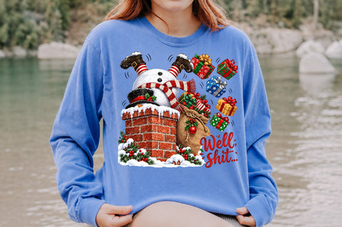 Well Shit Snowman Stuck In Chimney PNG Sublimation nirmal108roy 