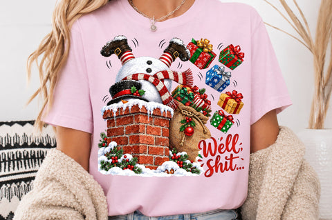 Well Shit Snowman Stuck In Chimney PNG Sublimation nirmal108roy 