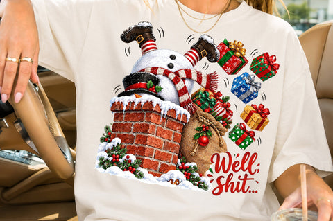 Well Shit Snowman Stuck In Chimney PNG Sublimation nirmal108roy 