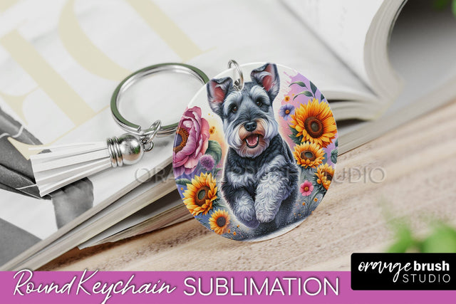 Welsh Terrier Keychain - Dog mom Floral Keychain Sublimation Design Sublimation OrangeBrushStudio 