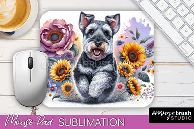 Welsh Terrier Mouse Pad Design - Dog Mom Floral Mousepad Sublimation Sublimation OrangeBrushStudio 