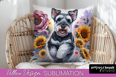 Welsh Terrier Pillow Cover - Dog Mom Floral Pillow Sublimation Sublimation OrangeBrushStudio 