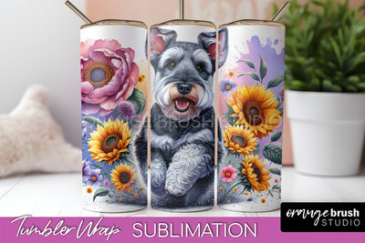 Welsh Terrier Tumbler Wrap - Dog Mom Floral Tumbler Sublimation Sublimation OrangeBrushStudio 