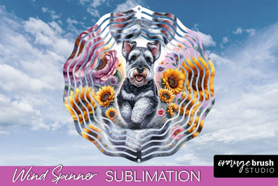 Welsh Terrier Wind Spinner, Dog Mom Floral Wind Spinner Sublimation Sublimation OrangeBrushStudio 