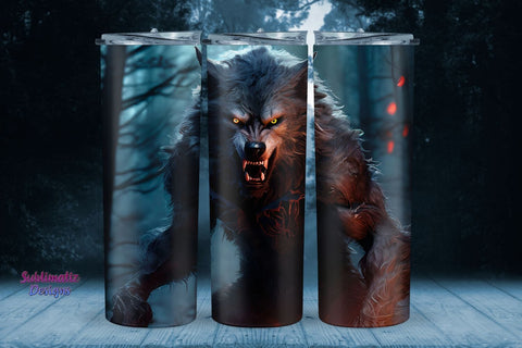 Werewolf 20 oz Tumbler Wrap Design | 20 oz Skinny Tumbler Wrap Sublimation Design Sublimation Sublimatiz Designs 