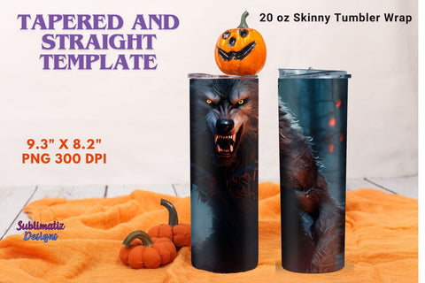 Werewolf 20 oz Tumbler Wrap Design | 20 oz Skinny Tumbler Wrap Sublimation Design Sublimation Sublimatiz Designs 