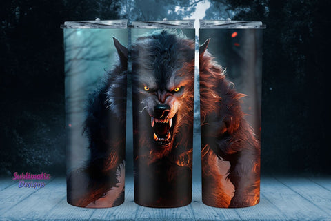 Werewolf Design 20 oz Tumbler Wrap | 20 oz Skinny Tumbler Wrap Sublimation Design Sublimation Sublimatiz Designs 