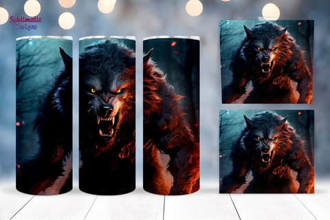 Werewolf Design 20 oz Tumbler Wrap | 20 oz Skinny Tumbler Wrap Sublimation Design Sublimation Sublimatiz Designs 
