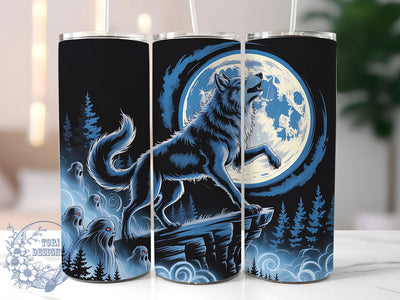 Werewolf Full Moon Halloween Tumbler Wrap, Ghostly Spirits Cup Design, 20oz Sublimation Halloween Wrap, Haunted Forest Drinkware, Spooky Creature Tumbler, Full Moon Horror Wrap, Paranormal Tumbler Sleeve Sublimation ToriDesigns 