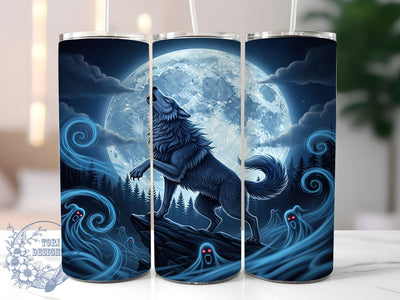 Werewolf Full Moon Halloween Tumbler Wrap, Ghostly Spirits Cup Design, 20oz Sublimation Halloween Wrap, Haunted Forest Drinkware, Spooky Creature Tumbler, Full Moon Horror Wrap, Paranormal Tumbler Sleeve Sublimation ToriDesigns 