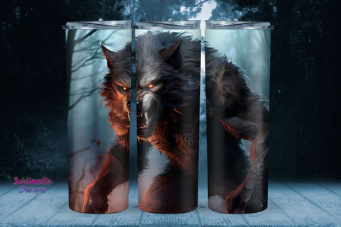 Werewolf Night Scene Tumbler Wrap | 20 oz Skinny Tumbler Wrap Sublimation Design Sublimation Sublimatiz Designs 