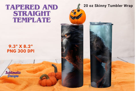 Werewolf Night Scene Tumbler Wrap | 20 oz Skinny Tumbler Wrap Sublimation Design Sublimation Sublimatiz Designs 