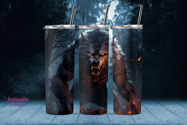 Werewolf Skinny Tumbler Wrap | 20 oz Skinny Tumbler Wrap Sublimation Design Sublimation Sublimatiz Designs 