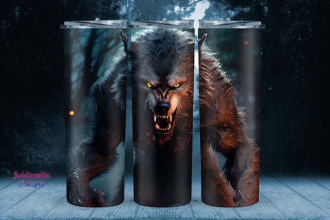 Werewolf Themed 20 oz Tumbler Wrap | 20 oz Skinny Tumbler Wrap Sublimation Design Sublimation Sublimatiz Designs 