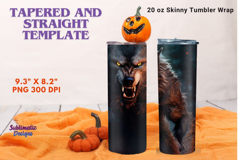 Werewolf Themed 20 oz Tumbler Wrap | 20 oz Skinny Tumbler Wrap Sublimation Design Sublimation Sublimatiz Designs 