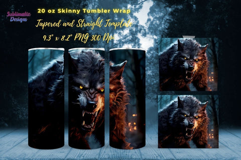 Werewolf Tumbler Wrap | 20 oz Skinny Tumbler Wrap Sublimation Design Sublimation Sublimatiz Designs 