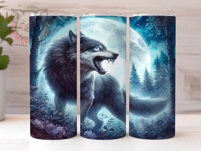 Werewolf With Moon 20oz Tumbler Png, Straight & Tapered Tumbler Png, Werewolf Tumbler Png, Digital Download PNG Sublimation Lara' s Designs 