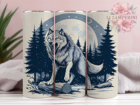 Werewolf With Moon 20oz Tumbler Wrap PNG, Werewolf Tumbler Png, Straight & Tapered Tumbler Wrap, Instant Digital Download Sublimation Li Zamperini 