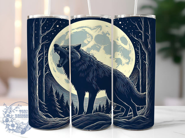 Werewolf With Moon Halloween 20oz Skinny Tumbler, Werewolf Tumbler Png, Straight & Tapered Tumbler Wrap, Instant Digital Download Sublimation ToriDesigns 
